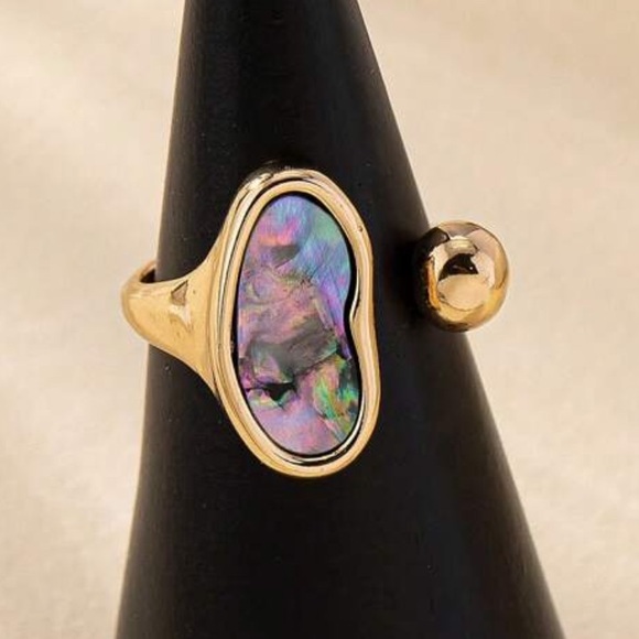 One size gorgeous stainless steel ring, natural shell - Picture 5 of 6